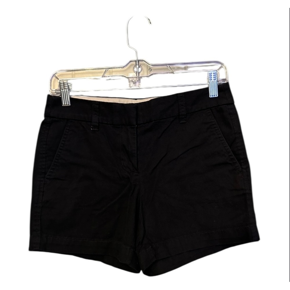 J.Crew Black Chino Shorts Women's 00 100% Cotton Low Rise Classic